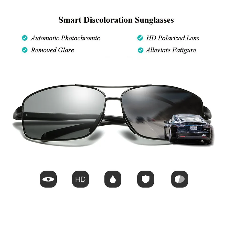 Бренд HD фотохромные поляризационные мужские солнцезащитные очки для водителей женские мужские защитные очки для дневного и ночного видения для вождения UV400