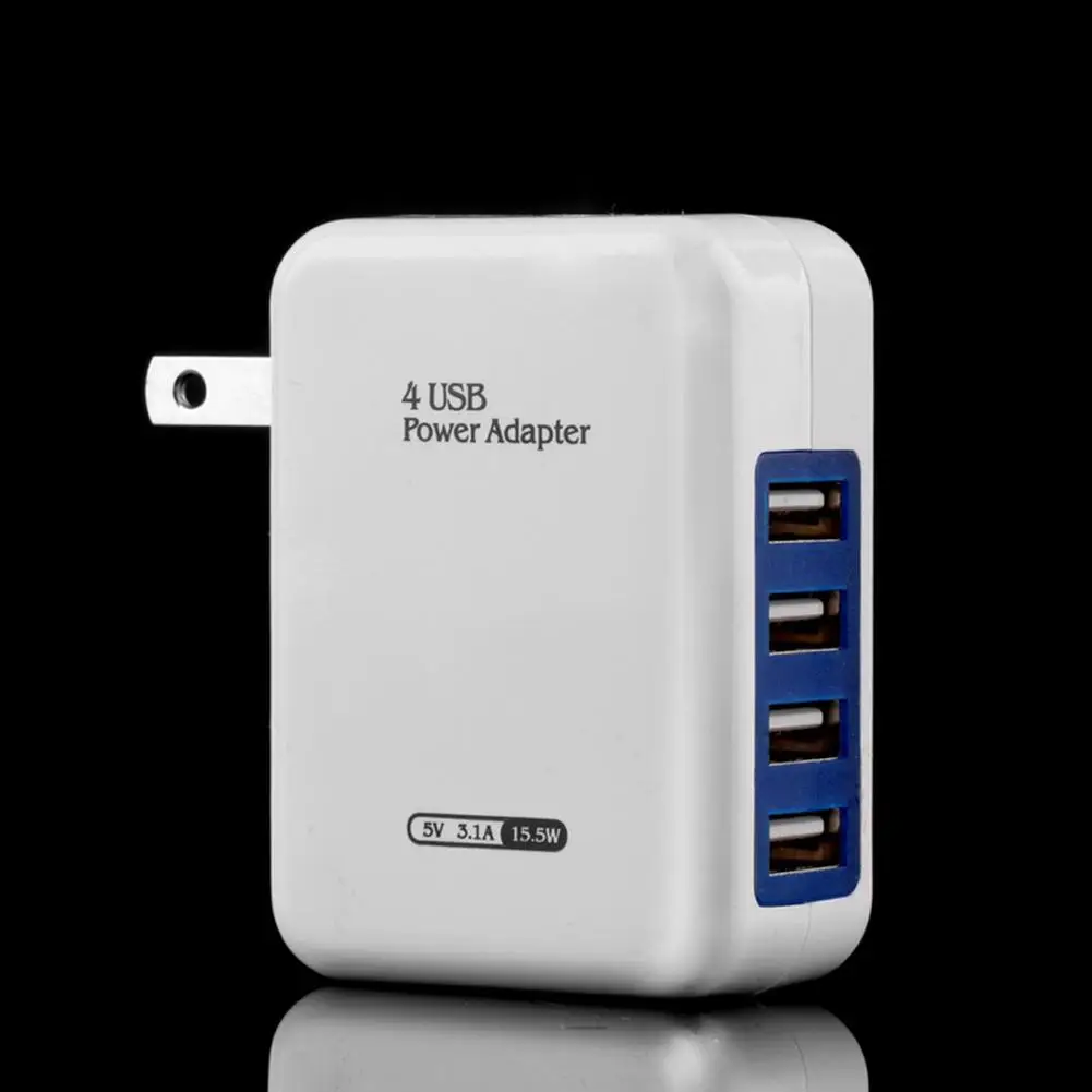 4 Ports USB 2.1A Portable US Plug Home Travel Wall Charger AC Power