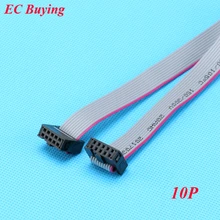 10 шт./лот FC-10P 2,54 мм Шаг JTAG AVR скачать кабель провода разъем серый плоский кабель для передачи данных 28AWG 300 В FC-10P 30 см