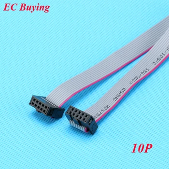 

10pcs/lot FC-10P 2.54mm Pitch JTAG AVR Download Cable Wire Connector Gray Flat Ribbon Data Cable 28AWG 300V FC-10P 30cm