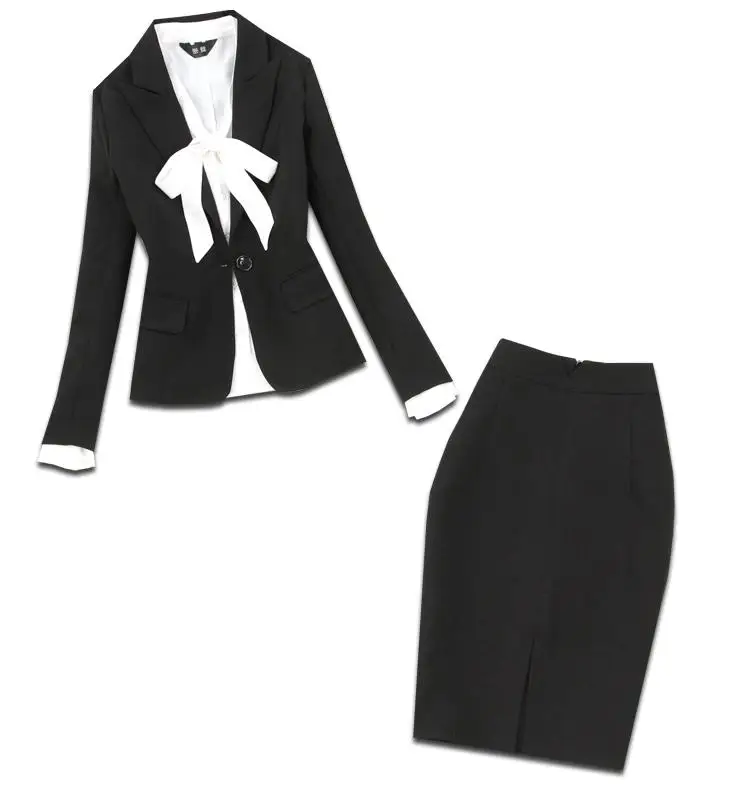 Женский весенний и летний большой размер OL профессиональный черный Блейзер костюм раздельный костюм с юбкой комплект из 2 предметов