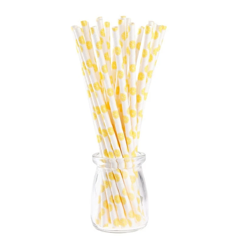 

25Pcs/Lot Fruit Pineapple Strawberry Watermelon Lemon Paper Straws for Birthday Wedding Party Supplies Creative Drinking Straws