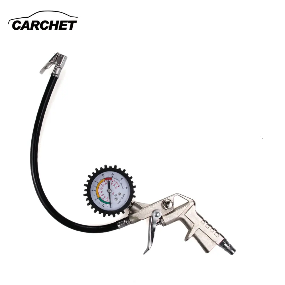 

CARCHET Air Tire Inflator Dial Gauge Auto Truck Bike Compressor Pistol Type Flexible Tire Inflator with Guage 0-220 psi