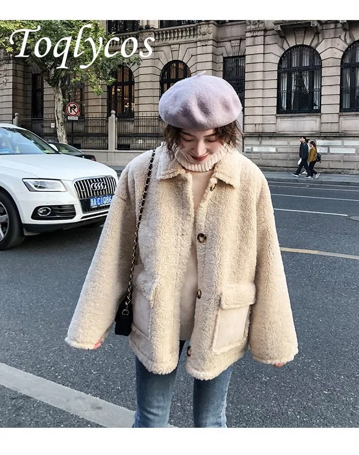 

2019 new women's thickening of fluffy fur lamb fluffy short wool coat 331five