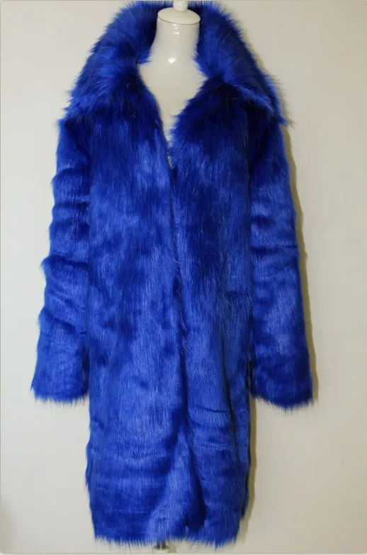 Мужские длинные пальто из искусственного меха, Зимние Модные утепленные куртки с лисьим мехом и отворотом разных размеров, теплая кожаная мужская куртка