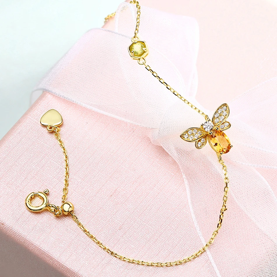 ALLNOE Bee 5X7mm 100% натуральный Овальный цитрин серебро 925 пробы ювелирное изделие
