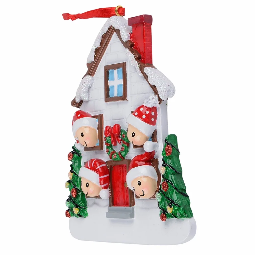 Maxora Resin Gloss Christmas House of 4 Personalized Christmas Tree Ornaments