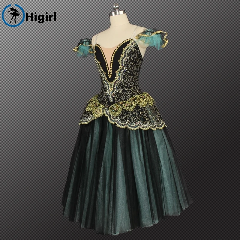 Competiton Women Black Green Professional Ballet Tutu Dress Adult Ballerina La Esmeralda Performance Ballet Long Skirt BT9168 Competiton Women Black Green Professional Ballet Tutu Dress Adult Ballerina La Esmeralda Performance Ballet Long Skirt BT9168