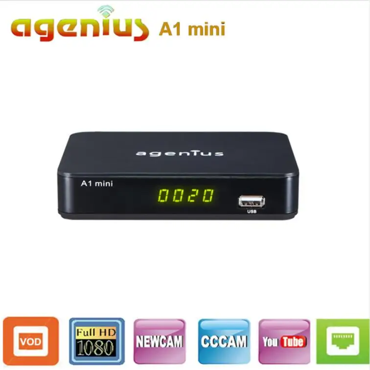 Agenius A1 Мини цифровое спутниковое телевидение приемник Поддержка Cccam Newcam Biss ключ декодер Youtube с USB Wi Fi ТВ коробка 1080 P HDMI