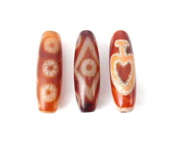 

5PCS mixed Red Natural Tibetan Dzi Beads for Jewelry making 12x38mm Hole:Approx 2.5mm