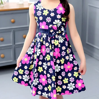

Girls Bowtie Flowers A-line Dress Princess Sleeveless Short Dresses Teenage Girls Party Birthday Clothes for 6-14T AA51729