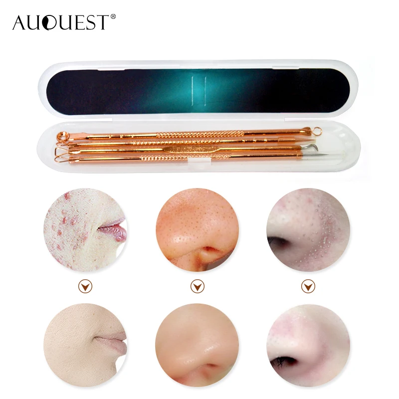 

Hot Selling Rose Gold Needle Tool Face Care Blackhead Extractor Comedone Acne Blemish Remover Acne Needle Treatment 4pcs
