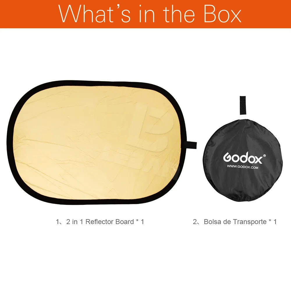 Godox 90x120cm Portable Collapsible Oval Photography Reflector for Studio 2in1