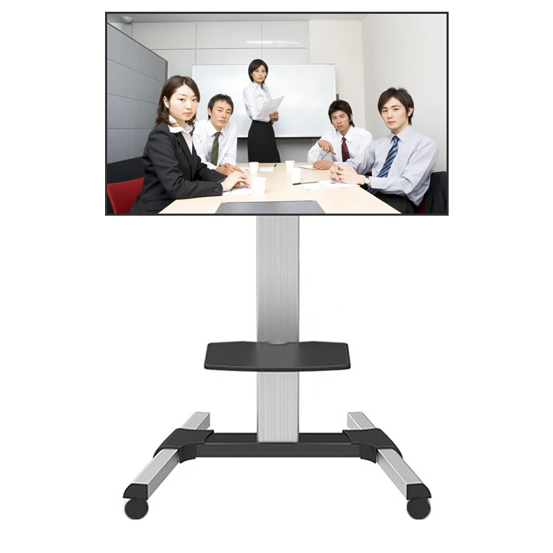 헤비 듀티 TV 카트 모바일 TV 트롤리 평면 스크린 텔레비전, 높이 조절 롤링 TV 카트 42-70 인치 화면