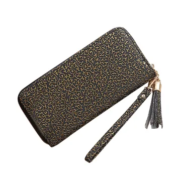 

Tassel Long Leather Wallet Coin Purse Handbag ard Holder Phone Bag Zipper Coin Pocket Coin Purse Female Carteira Feminina #490