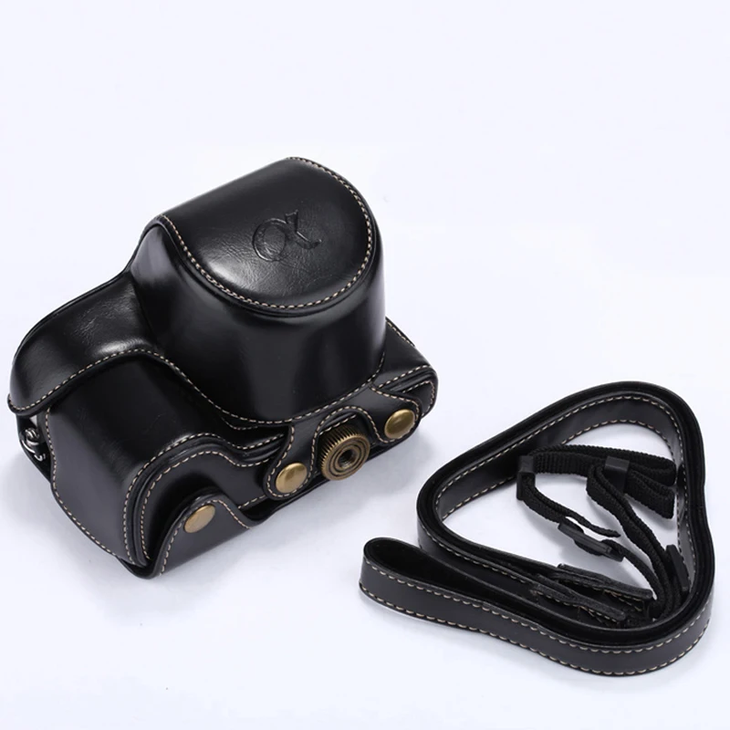 funda protectora SONY A6300 kinokoo Funda de cuero PU para Sony A6300 A6000 y lente de 16-50 mm marr/ón