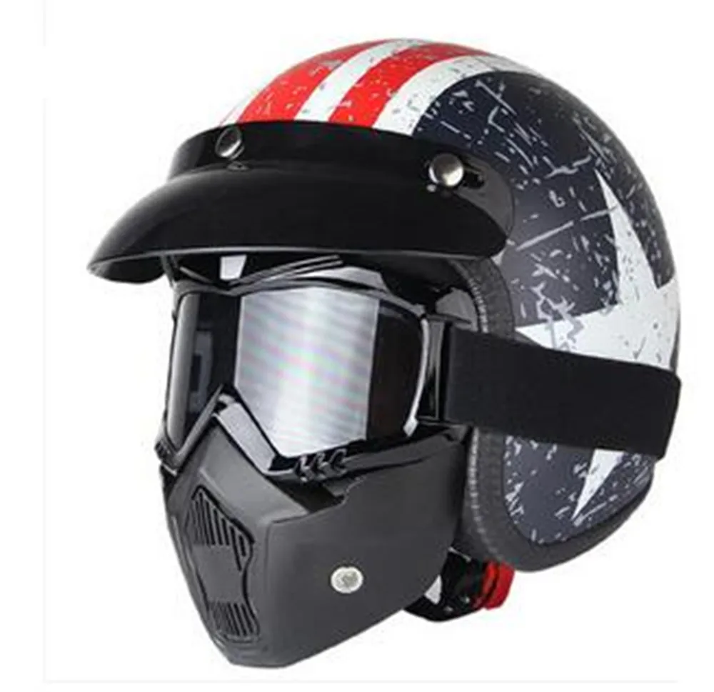 Съемная маска, очки для винтажного мотоциклетного шлема, маска монстра для скутера, реактивного Ретро мотошлема, маска для косплея