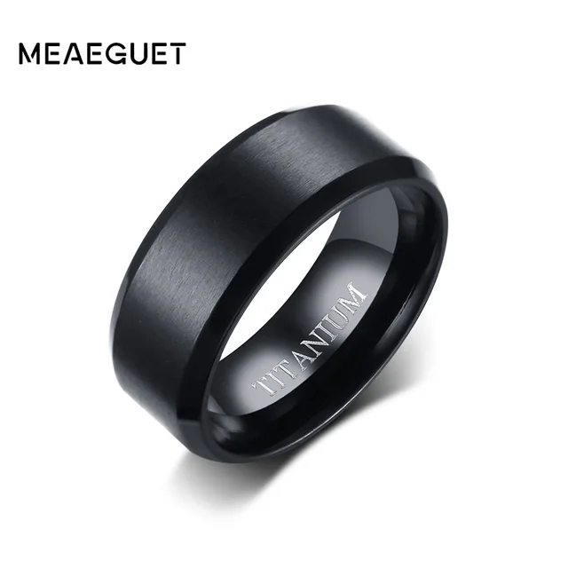 Meaeguet Pure 100 Anium Wedding Ring For Men Solid Black Meaeguet Pure 100 Anium Wedding Ring For Men Solid Black Engagement Bands 8mm Wide