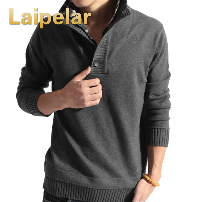 Men Sweater Pullover 2018 Male Casual Slim Sweaters Men Fake Two Pieces Of Grid Solid Color Hedging Men's Sweater Top XXL