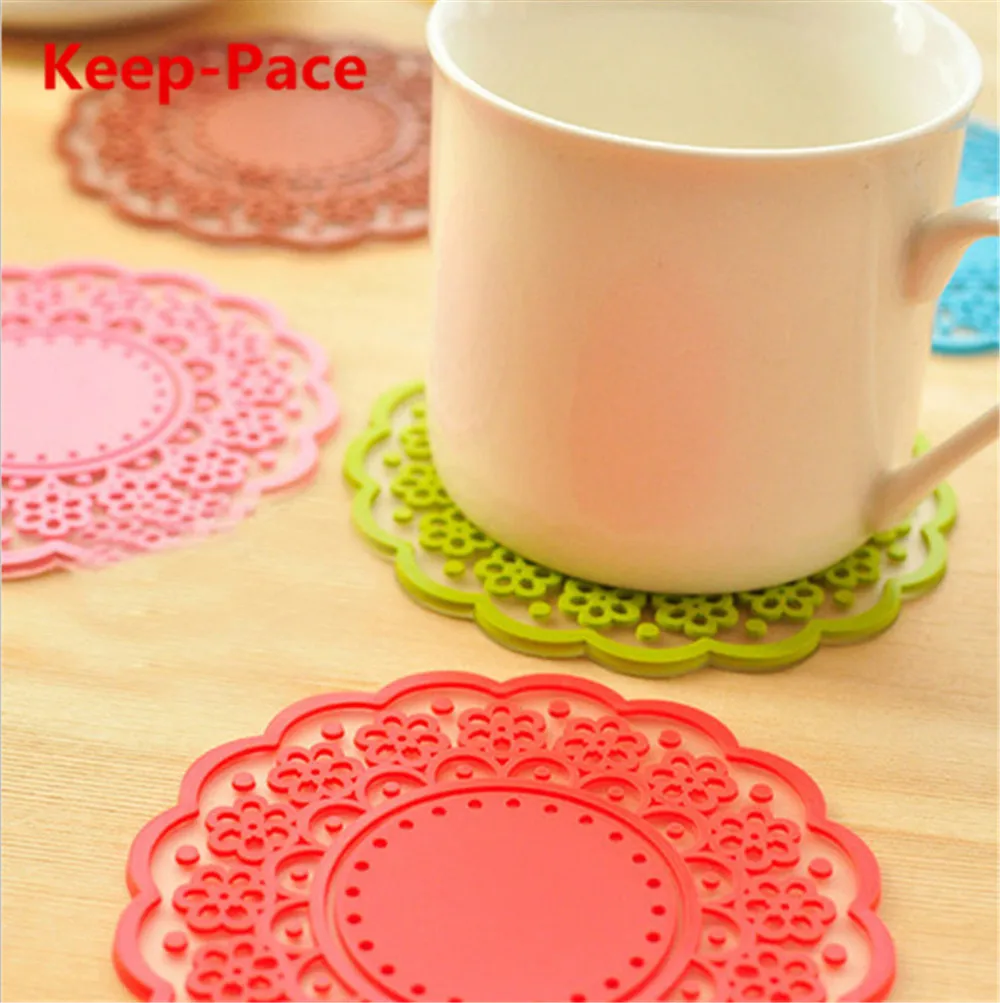 Creative Sweet Translucent Hollow Lace Silicone Round Non-slip Heat Resistant Mat Coaster Cushion Placemat Pot Holder Durable | Дом и сад