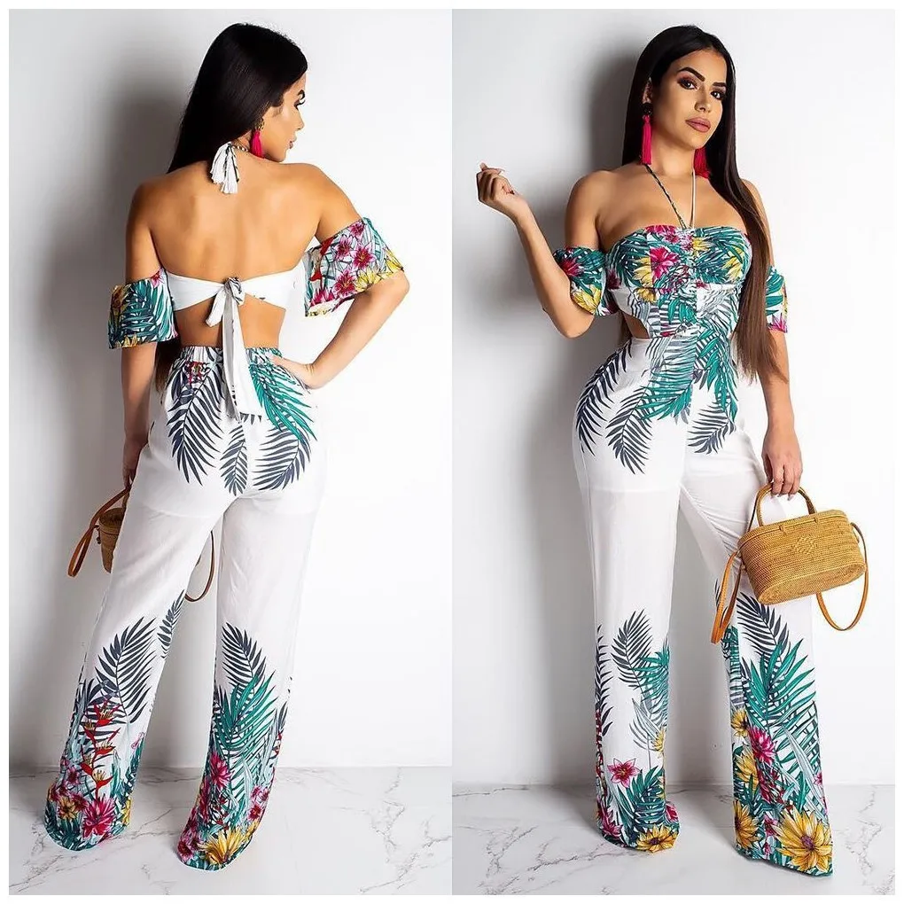 Spring/summer 2019 sexy slim printed wide-leg jumpsuit | Тематическая одежда и униформа