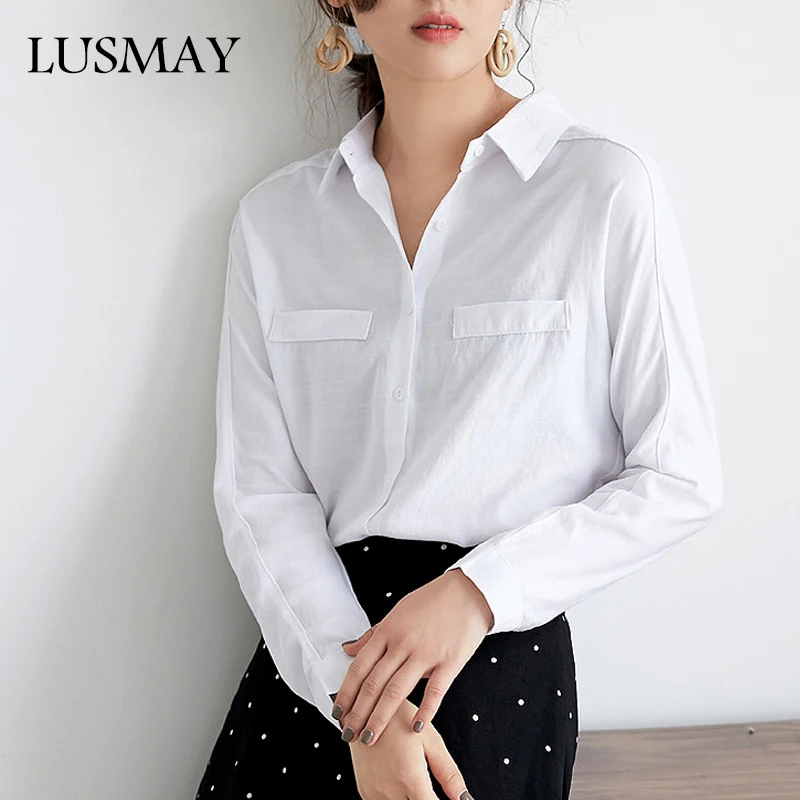 

Loose Slimming Womens White Shirts Casual Loose Tops And Blouses Long Sleeve Streetwear Women's Cotton Blouse Shirts
