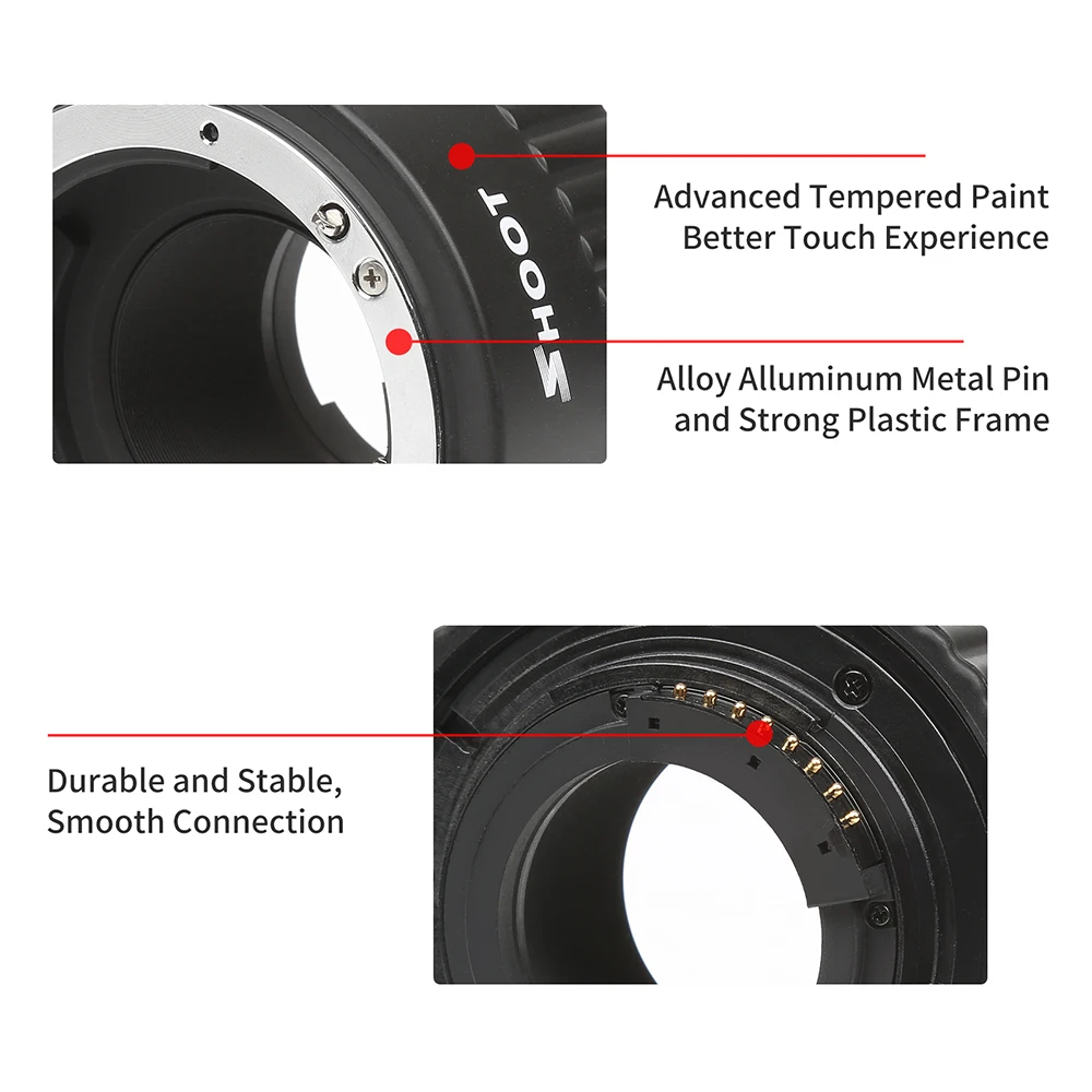 SHOOT XT-365 металл+ пластик Макро Удлинитель адаптер кольцо для Nikon D3300/D3400/D3500/D500/D5300/D5500/D5600/D610/D700