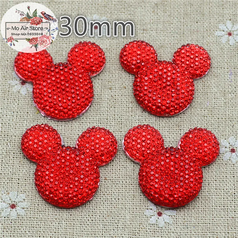 

Red Mickey Mouse With Bow Cabochon Resin Flatbacks Scrapbooking For DIY craft 34x30mm 10PCS