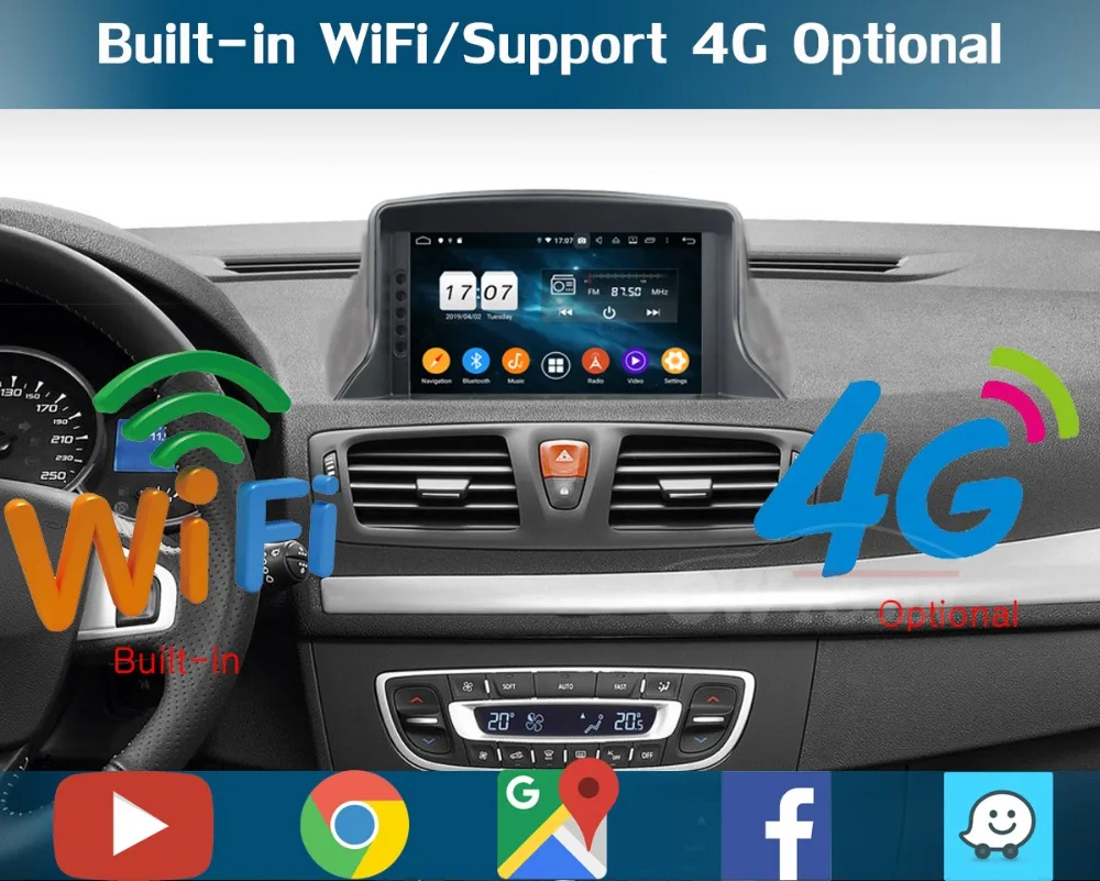 " ips 8 Core 4G ram+ 64G rom Android 9,0 автомобильный dvd-радио GPS для Renault Megane III Fluence 2009- DSP CarPlay Parrot BT стерео