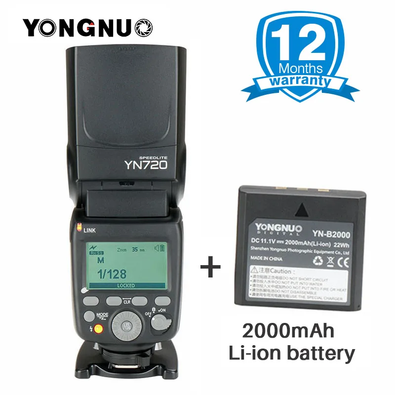 2018 YONGNUO YN720 литиевых Вспышка Speedlite Flash с литий ионный Батарея для Canon Nikon Pentax SLR