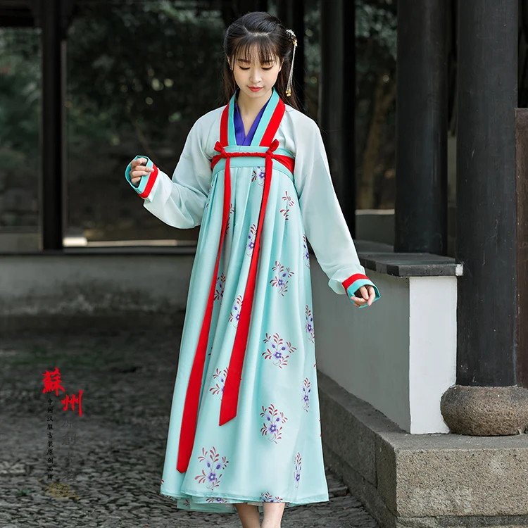 

Tang Dynasty Color Block Print Chiffon High Waist Ruqun Fairy Costume Hanfu Improved Modern Design Women's Costume Hanfu