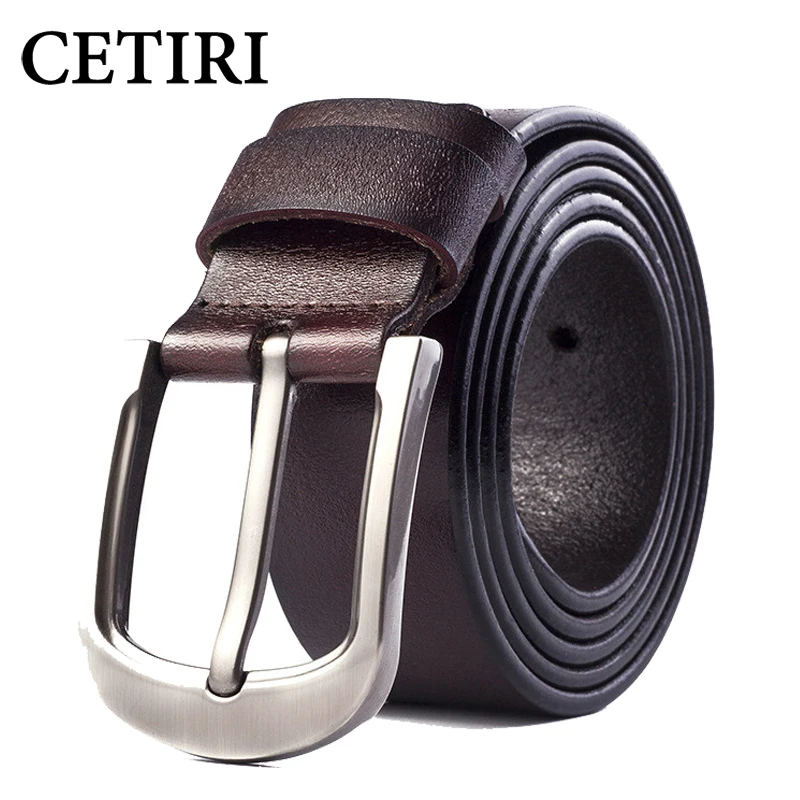 

CETIRI jeans belt 2018 vintage mens big pin buckle wide belts kemer cow genuine leather belts ceinture homme luxe marque cinta