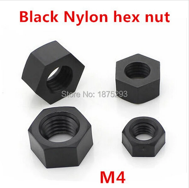 

1000pcs M4 Metric Thread Insulation Plastic Nylon Hex Nut Screw Nut Black Hexagon Nylon Nuts
