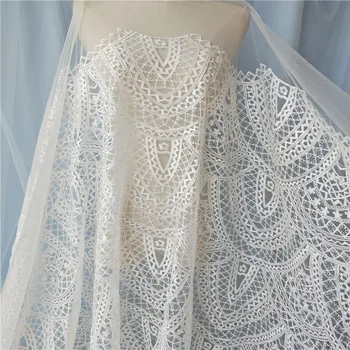 

fish-end luxury embroidery lace fabric Wedding Dress Tulle Skirt Material fabrics for patchwork
