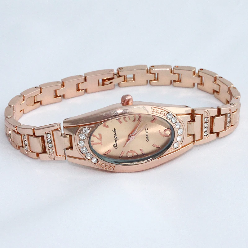 Heiße Populäre Beiläufigen Dame frauen Mode Uhren Mädchen Rose Gold Edelstahl Uhr Armband Luxus Kleid Quarz Armbanduhr O80