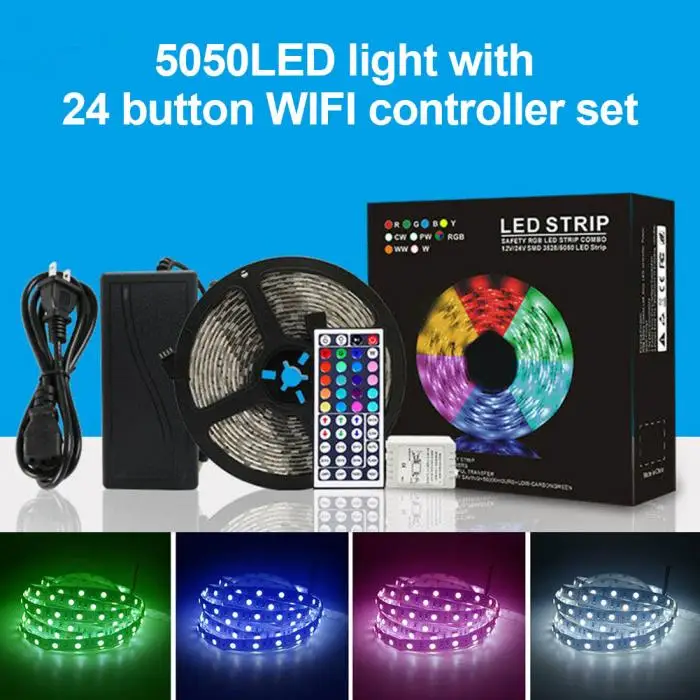 5050LED световые полосы с 24 кнопками управления ler набор 5 м мобильный Wifi приложение Smart control LKS99