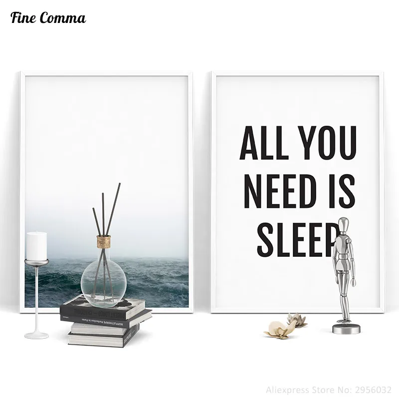 

Need Sleep Quote Ocean Nordic Scandinavian Decor Art Decor Posters and Prints Wall Picture for Living Room Wall Art Canvas Print
