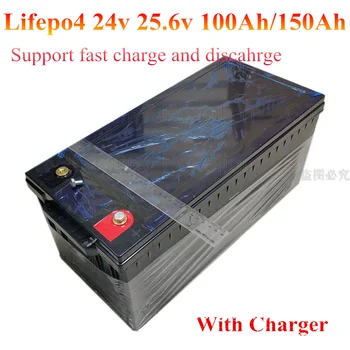 

24v 100AH 150ah LiFePO4 Battery Pack 25.6v Solar energy UPS boat motor solar RV EV 2500w interver not lead acid + 10A charger