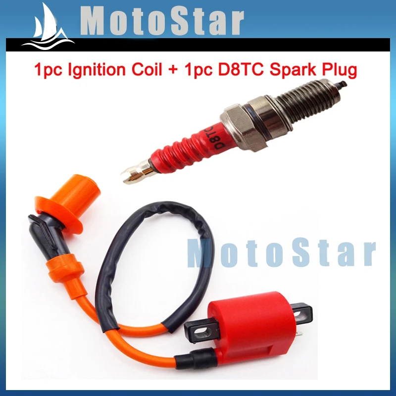 

Motorcycle Racing Ignition Coil D8TC Spark Plug For 150cc 200cc 250cc Engine ATV Quad 4 Wheeler Dirt Pit Motor Bike Motocross