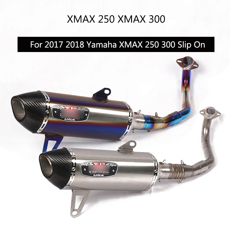 

( Complete Exhaust System ) For 2017 2018 Yamaha XMAX 250 XMAX 300 Exhaust Pipe Slip On 51 mm Motorcycle Header Mid Tail Escape