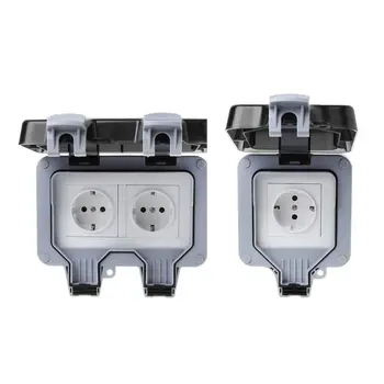 

1 Pc Outdoor Wall Switch Socket IP66 Weather&Dust Proof Power Outlet EU Standard