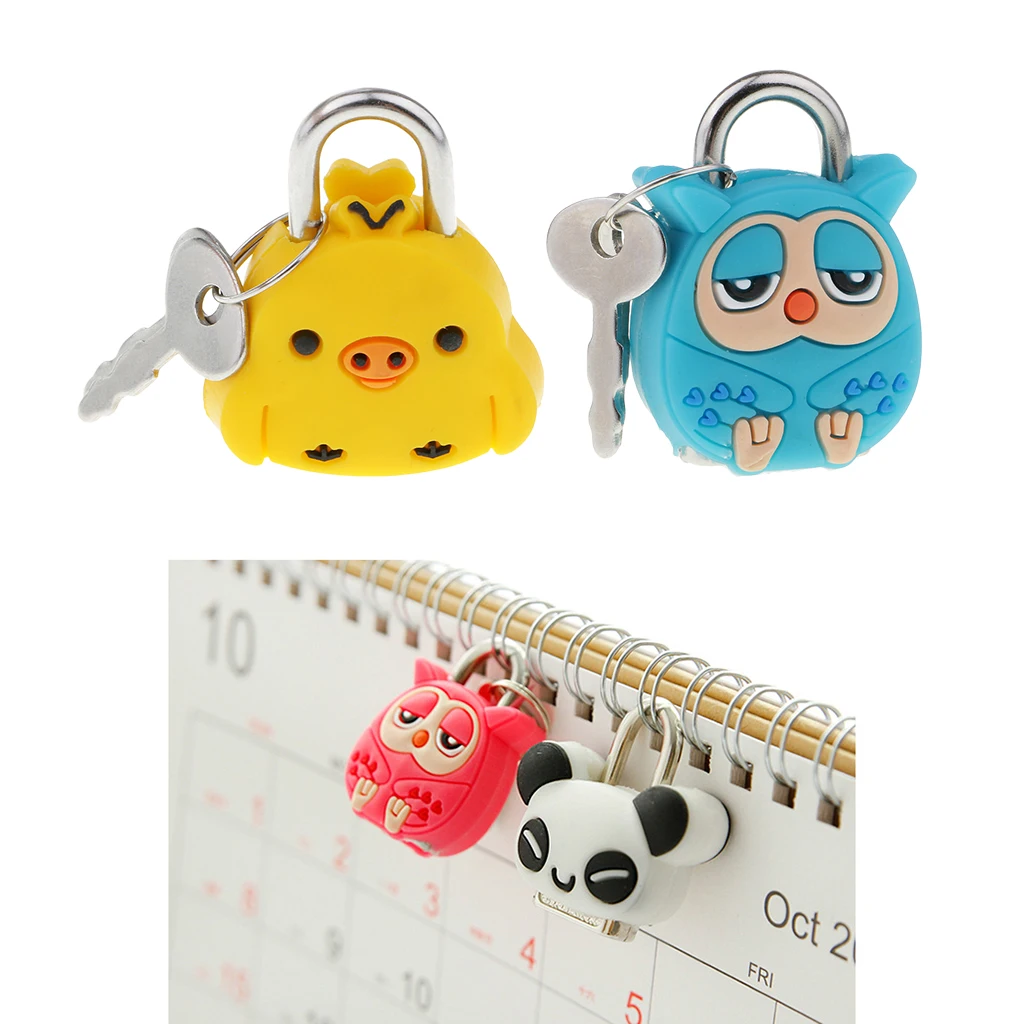 1 Set Silicone Metal Cute Animal Mini Cartoon Lock Novelty Padlock for Suitcase Luggage Safety for Drawers Closets DIY Craft 