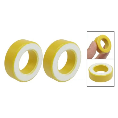 

2 Pcs 33mm x 19mm x 11mm Yellow White Iron Core Ferrite Rings Toroid