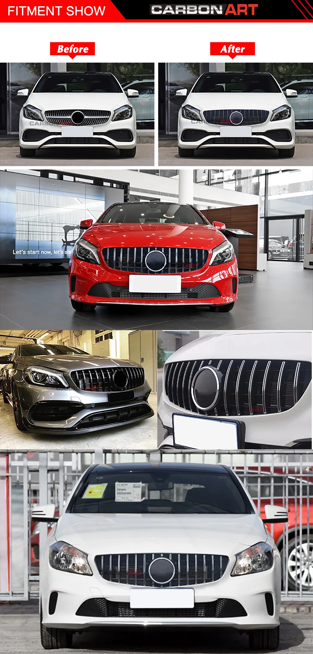 Новое поступление W176 GT Передняя решетка для mercedes w176 класс A180 A200 A260 A45 Запчасти для автотюнинга