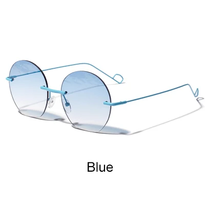 Ralferty, трендовые женские солнцезащитные очки, синие, градиентные, солнцезащитные очки, UV400, круглые, без оправы, солнцезащитные очки, женские, топ, модные очки, оттенок W1172 - Цвет линз: Синий