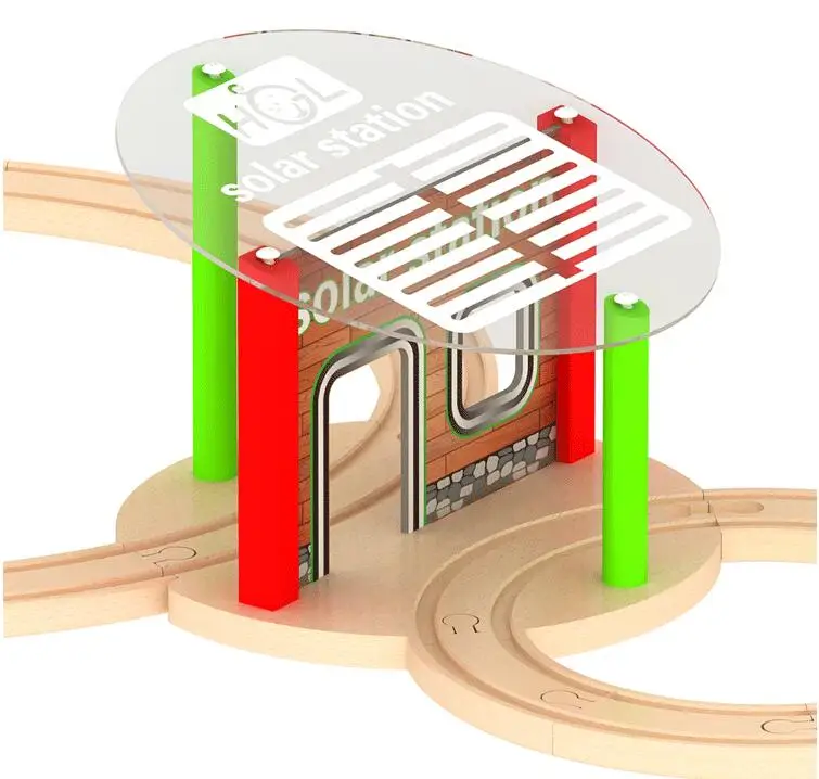 

EDWONE--14PCS Wood Glass Solar Station Slot For Thomas Trains Thomas Wooden Train Track Railway Accessorie