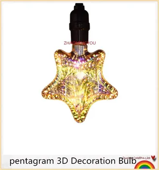 

YOU 1PCS Led Light Bulb 3D Decoration Bulb 110V 220V pentagram E27 Holiday Lights Novelty Christmas Lamp Lamparas