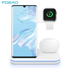 FDGAO 3 в 1 15 Вт Быстрое беспроводное зарядное устройство Подставка для Apple Watch iWatch 5 4 3 AirPods 10 Вт Qi для iPhone 11 X XS XR 8 samsung S10 S9