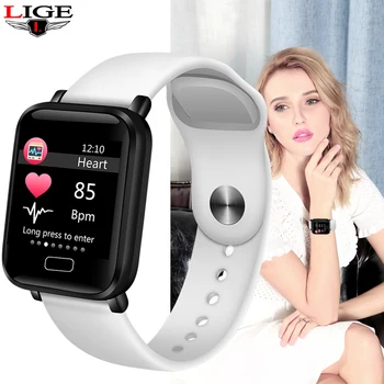 

LIGE Women Fitness Tracker Sport Smart Bracelet Waterproof Smart Wristband Heart Rate Monitor Pedometer Watch For Android ios