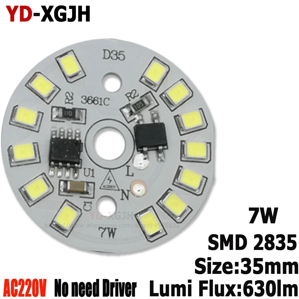 20 шт. AC 220 В SMD 2835 Диммируемый светодиодный pcb пластина 3 Вт 5 Вт 9 Вт 12 Вт 15 Вт интегрированный ic драйвер лампы панель для 7 Вт белый теплый белый светодиодный светильник